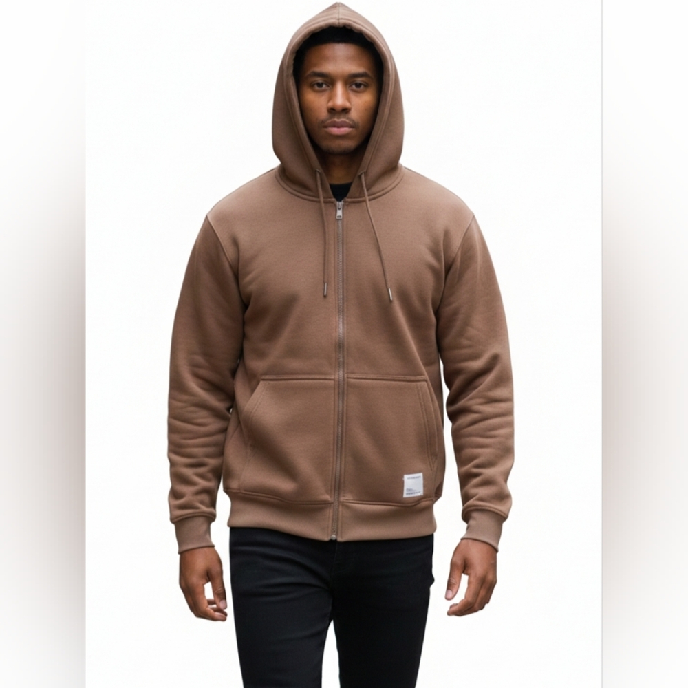 Brown Fleece Jacket For Mens Size:L